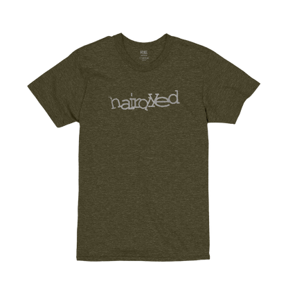 Hair Dyed Text Tee - Heather Military Green